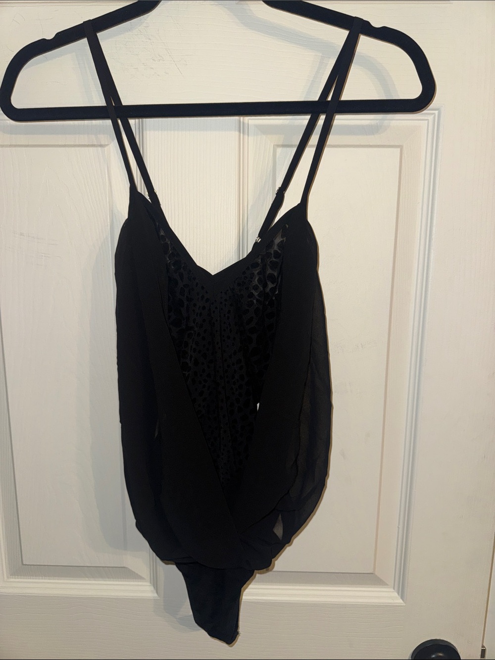 bebe Black Sheer V-Neck Double-Strap Camisole